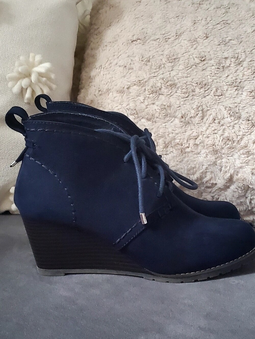 SO Navy Blue Wedge Ankle Bootie